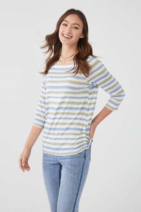 3/4 Sleeve Ruched Side Top - Janet's Fashions
